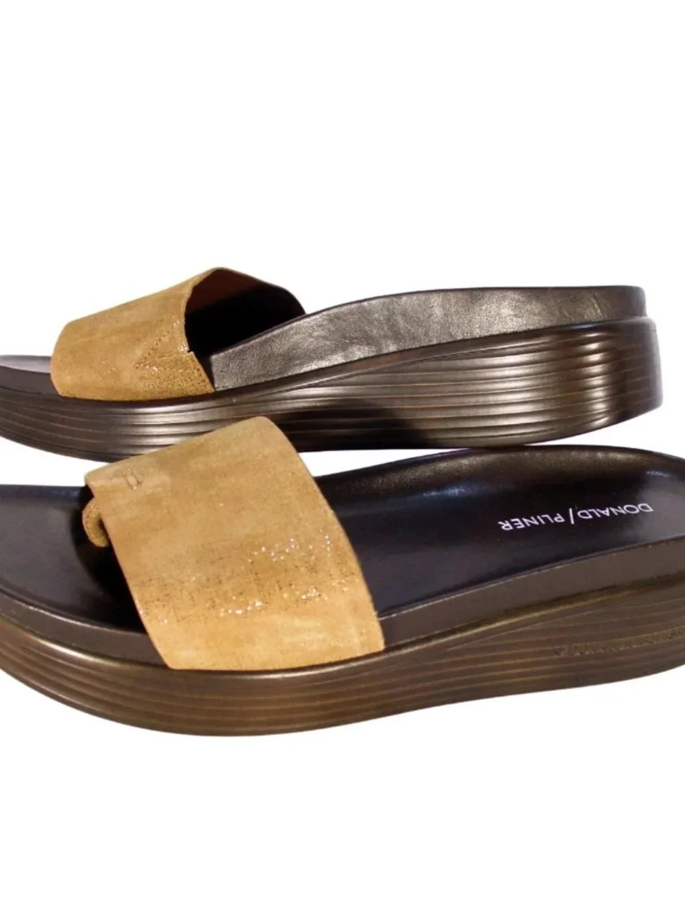 DONALD J PLINER Fiji $158 Metallic Bronze Platform Thong Sandals 9 - Picture 4 of 8